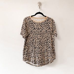 Animal Leopard Print Holiday Travel Casual Stretch Short Sleeve Athletic Top